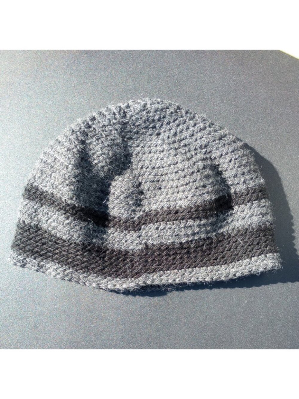Men's Beanie Alpaca Hat Handmade Wool Cap Crochet Slouch Hiking Skiing Gray - Picture 9 of 12